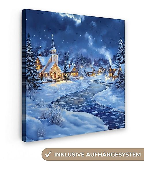OneMillionCanvasses® Leinwandbild Winterabend - Weihnachtsdorf - Dunkelheit günstig online kaufen