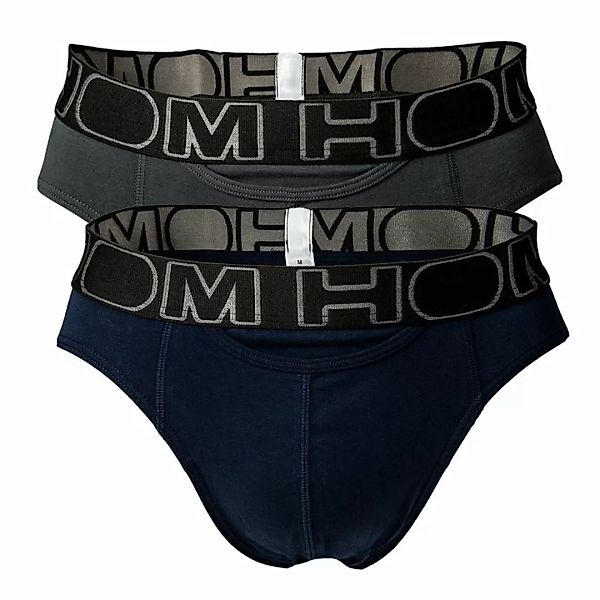 HOM Herren Mini Briefs, 2er Pack - HOM Boxerlines #2, Baumwolle Blau/Grau S günstig online kaufen