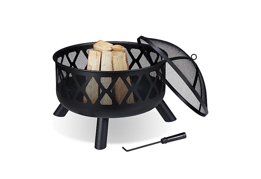 relaxdays Feuerschale mit Funkenschutz günstig online kaufen