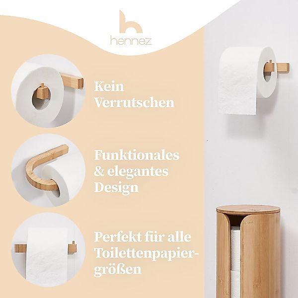 HENNEZ Toilettenpapierhalter "Evan" Bambus, hochwertig langlebig modern günstig online kaufen