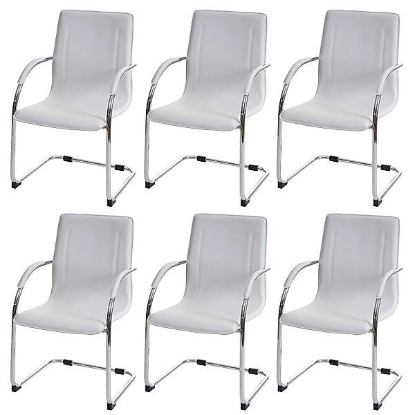 PROREGAL Konferenzstuhl 6er-Set Sammy 93x56x56cm Sitzhöhe 47cm Stahl Weiß B günstig online kaufen