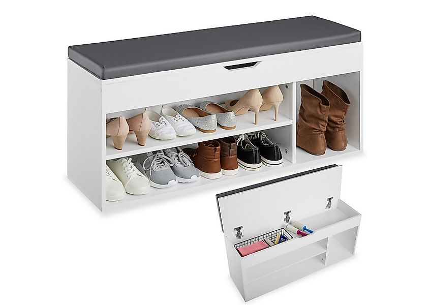 tectake Schuhschrank Schuhbank Natalya mit Sitzpolster für 9 Paar Schuhe, 1 günstig online kaufen