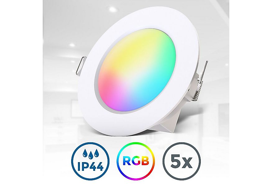B.K.Licht LED Einbauleuchte 5er Set Bad Einbaustrahler, IP44, RGB Einbauspo günstig online kaufen