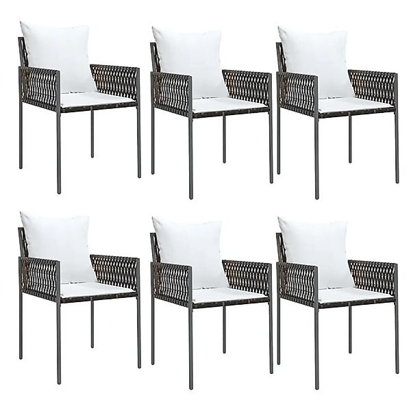 vidaXL Gartenstühle mit Kissen 6 Stk Braun 54x61x83 cm Poly Rattan 3187088 günstig online kaufen