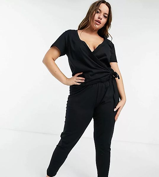 ASOS DESIGN Curve – Mix & Match – Schwarze Pyjama-Leggings aus Jersey günstig online kaufen