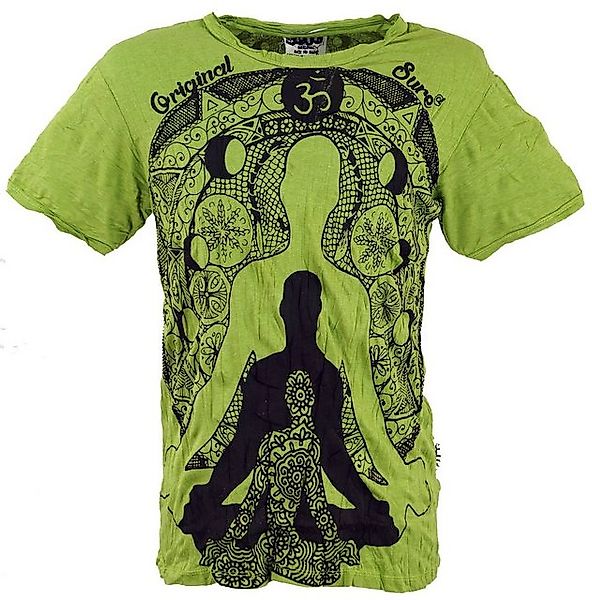 Guru-Shop T-Shirt Sure Herren T-Shirt Meditation Buddha - lemon Goa Style, günstig online kaufen