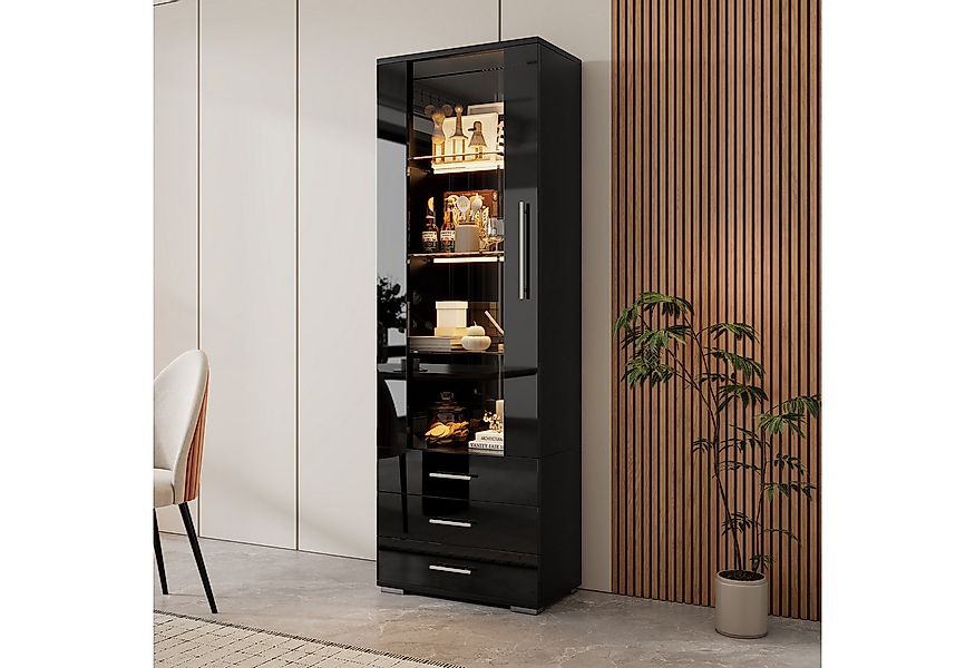OKWISH Vitrine Hochglanzvitrine (Hochschrank, Highboard, Standvitrine , 1-S günstig online kaufen