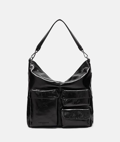 Liebeskind Berlin Schultertasche Hobo, Geräumige Hobo-Bag aus glänzendem Ri günstig online kaufen