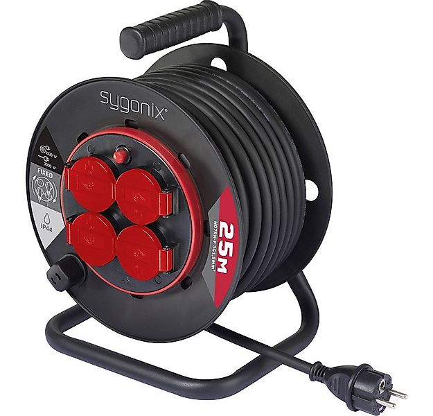 Sygonix Sygonix SY-10236135 Kabeltrommel 25 m Schwarz Schutzkontakt-Stecker günstig online kaufen