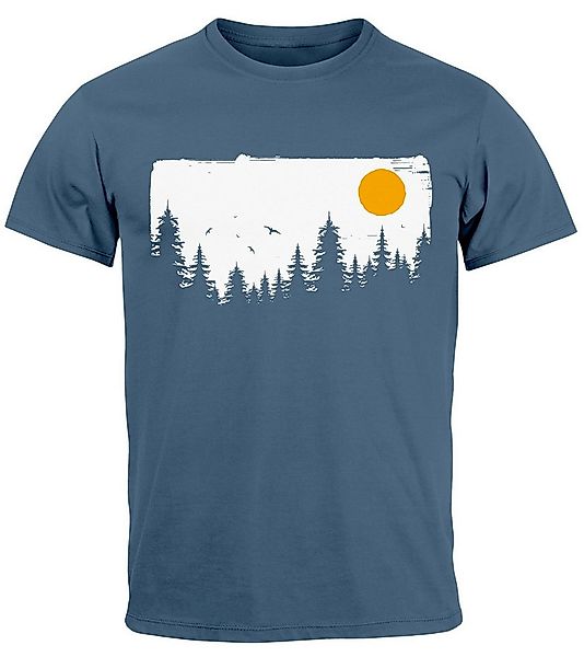 Neverless Print-Shirt Herren T-Shirt Wald Bäume Outdoor Adventure Abenteuer günstig online kaufen