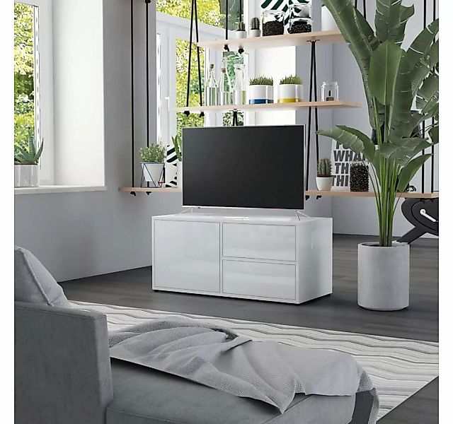 furnicato TV-Schrank Hochglanz-Weiß 80x34x36 cm Holzwerkstoff günstig online kaufen