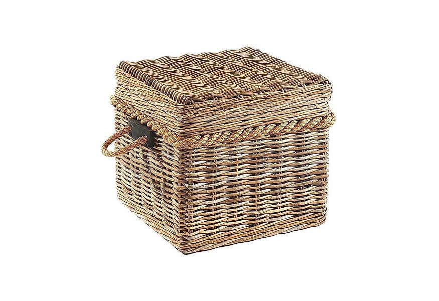 Kobolo Truhe Sitztruhe aus geflochtenem Rattan in kubu grey 50x50x45 cm günstig online kaufen