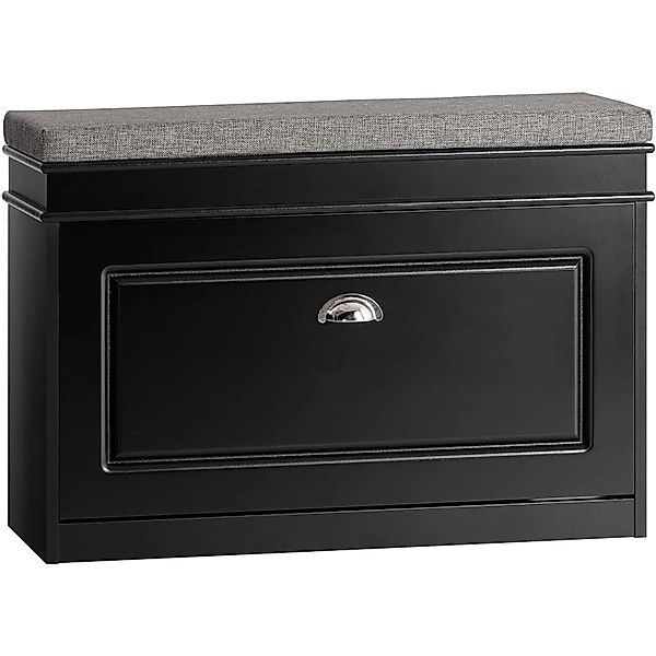 SoBuy Schuhkipper mit Sitzkissen und Klappe MDF Schwarz FSR82-L-SCH günstig online kaufen