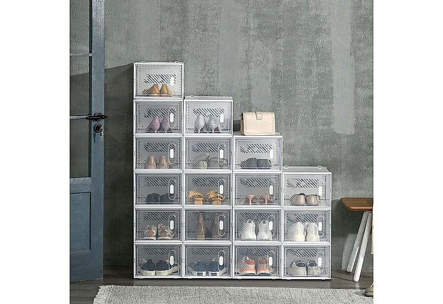 HOMCOM Schuhregal Schuhboxen, Schuh-Organizer mit magnetischen Türen 18-tlg günstig online kaufen