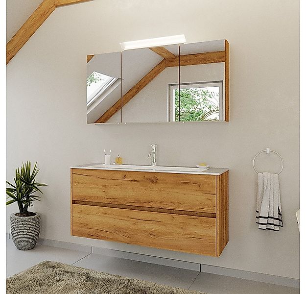 Lomadox Badmöbel-Set LIVIGNO-02, (Spar-Set, 2-St., Spiegelschrank Waschtisc günstig online kaufen