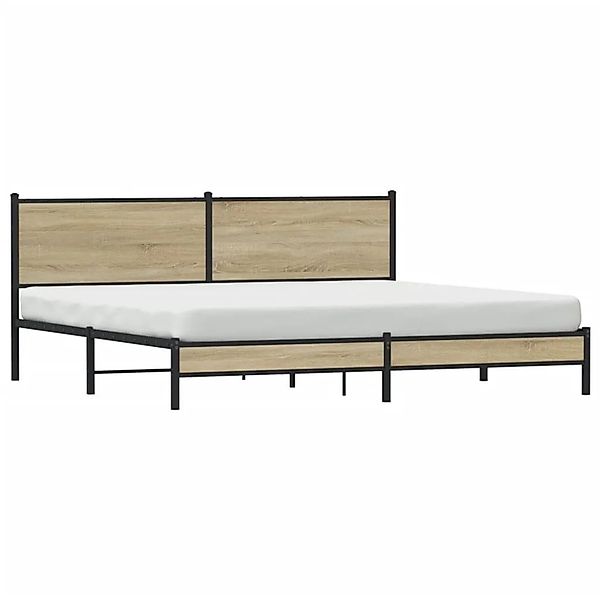vidaXL Metallbett ohne Matratze Sonoma-Eiche 200x200 cm 3301394 günstig online kaufen