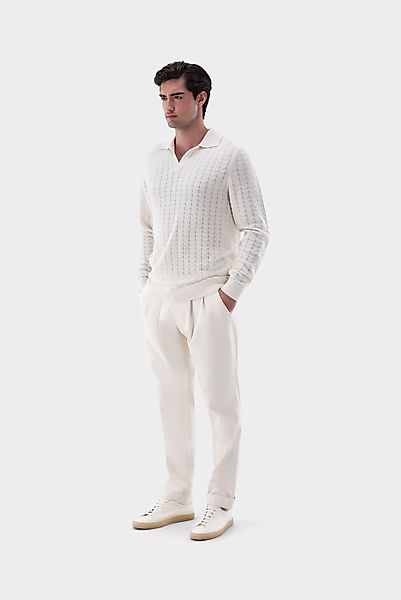 Poloshirt gestrickt mit V-Neck und Struktur günstig online kaufen