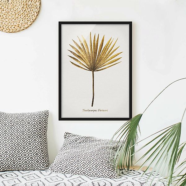 Bild mit Rahmen Blumen - Hochformat Gold - Palmenblatt günstig online kaufen