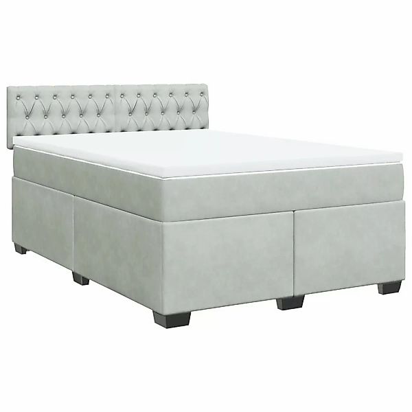 vidaXL Boxspringbett mit Matratze Hellgrau 140x200 cm Samt2103637 günstig online kaufen