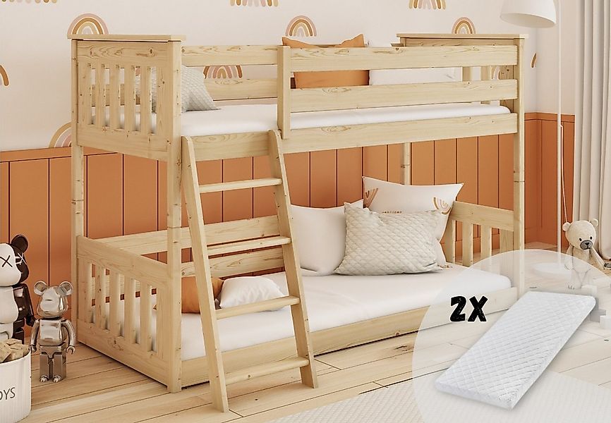 Kids Collective Etagenbett Kinderbett 90x200 cm mit Rausfallschutz & zwei L günstig online kaufen