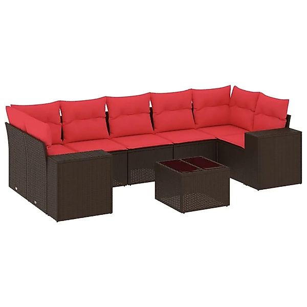 vidaXL 8-Tlg Gartensofa-Set mit Kissen Braun Polyrattan 3222343 günstig online kaufen