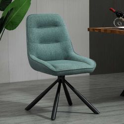 Polsterstuhl Esszimmer Set Türkis drehbar Gestell aus Metall (2er Set) günstig online kaufen
