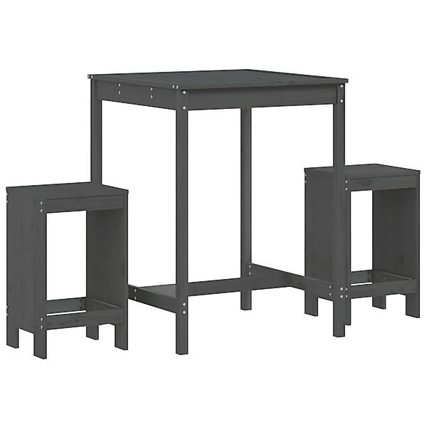 vidaXL 3-tlg Gartenbar-Set Grau Massivholz Kiefer Modell 2 günstig online kaufen