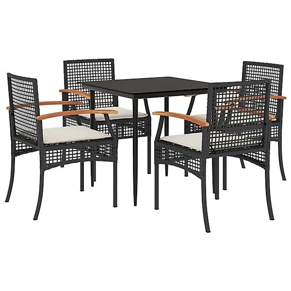 vidaXL 5-Tlg Garten-Essgruppe mit Kissen Schwarz Poly Rattan 3213597 günstig online kaufen