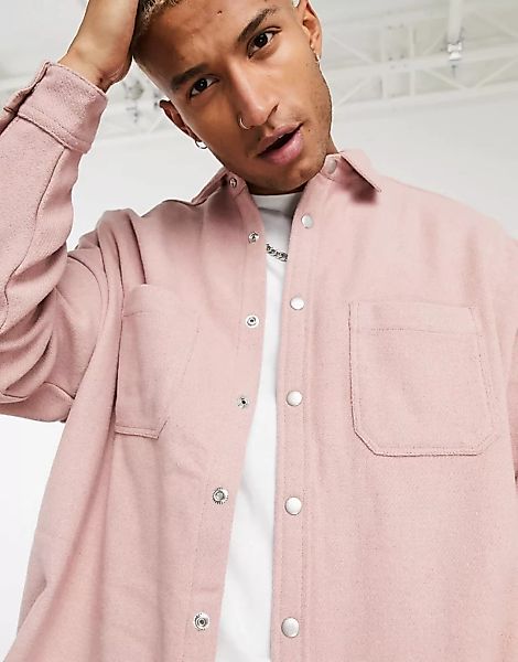 ASOS DESIGN – Hemd aus Wollmischung in Rosé-Rosa günstig online kaufen