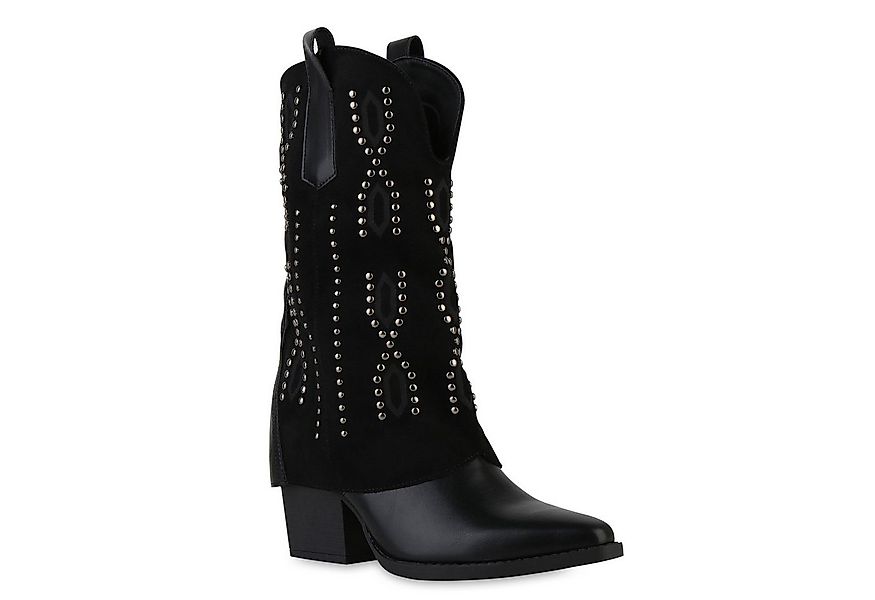 VAN HILL 841521 Cowboystiefel Damen Cowboystiefel Stiefel Spitze Nieten Hol günstig online kaufen