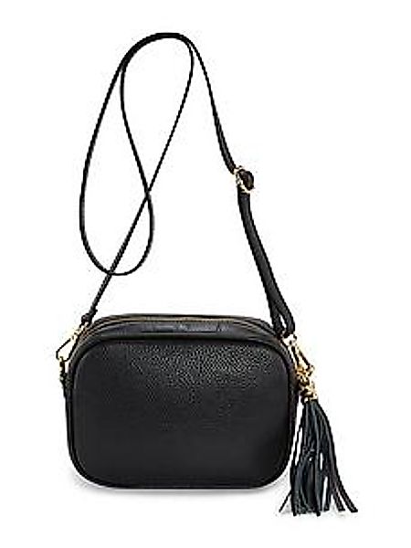 Umhängetasche aus genarbtem Rindsleder Peter Hahn schwarz günstig online kaufen