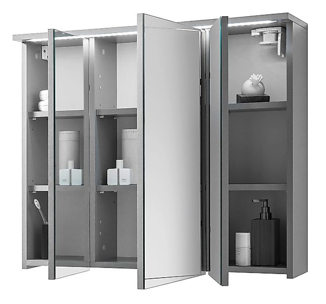 Badezimmerspiegelschrank TWO, B 80 cm, Titanfarben, günstig online kaufen