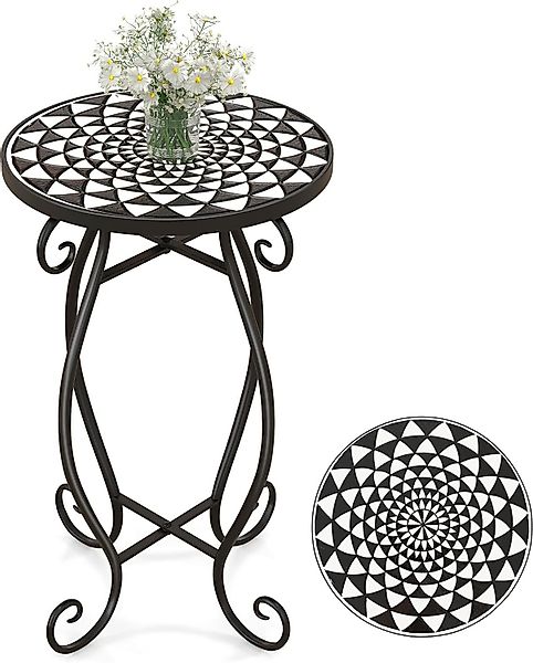 KOMFOTTEU Gartentisch Mosaik Beistelltisch, mit Metallgestell, günstig online kaufen