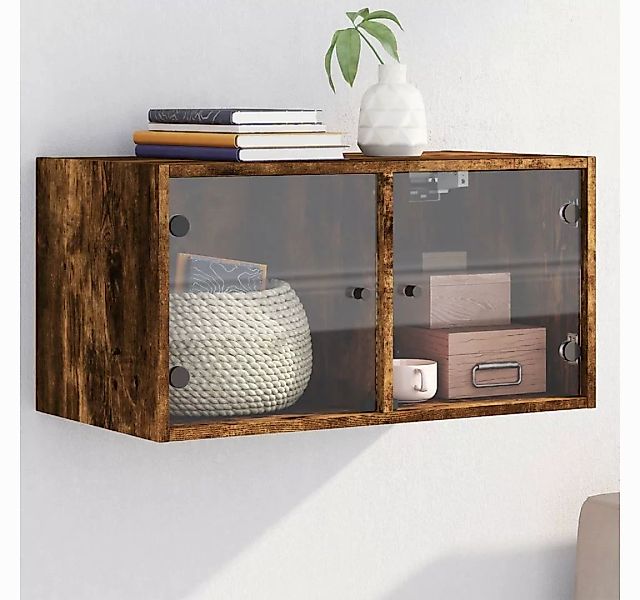 vidaXL Hängeschrank Wandschrank mit Glastüren Räuchereiche 68,5x37x35 cm (1 günstig online kaufen