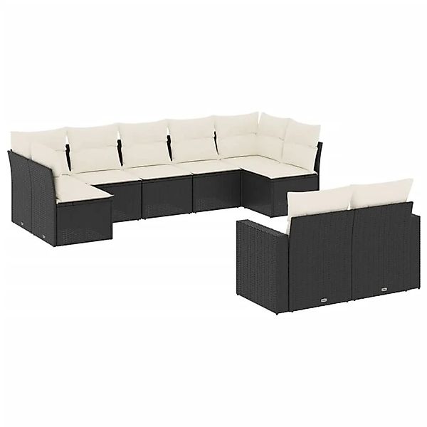 vidaXL 9-Tlg Garten-Sofagarnitur mit Kissen Schwarz Poly Rattan 3251753 günstig online kaufen