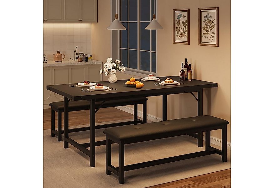 GarveeMore Essgruppe Essgruppe 160cm Ausziehtisch mit 2 Bänke für 4-6 Perso günstig online kaufen