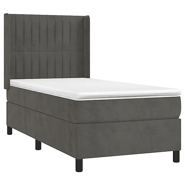 vidaXL Boxspringbett mit Matratze Dunkelgrau 90x190 cm Samt 3132772 günstig online kaufen