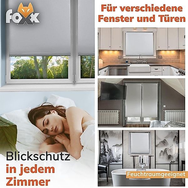 Seitenzugrollo Rollo Blackout grau 50x140, Foxx günstig online kaufen