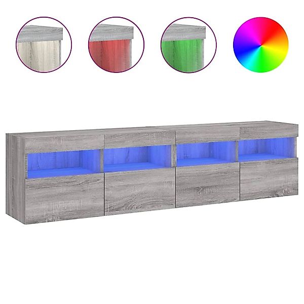 vidaXL TV-WandSchränke mit LED-Leuchten 2 Stk. Grau Sonoma 80x30x40 cm günstig online kaufen