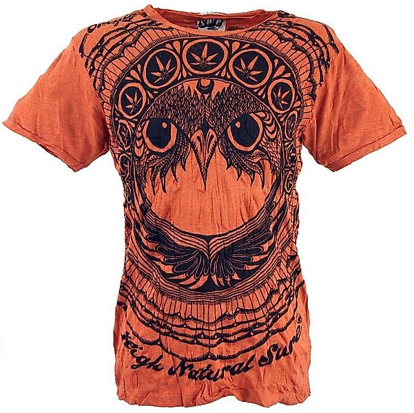 Guru-Shop T-Shirt Sure Herren T-Shirt Eule - rostorange Goa Style, Festival günstig online kaufen