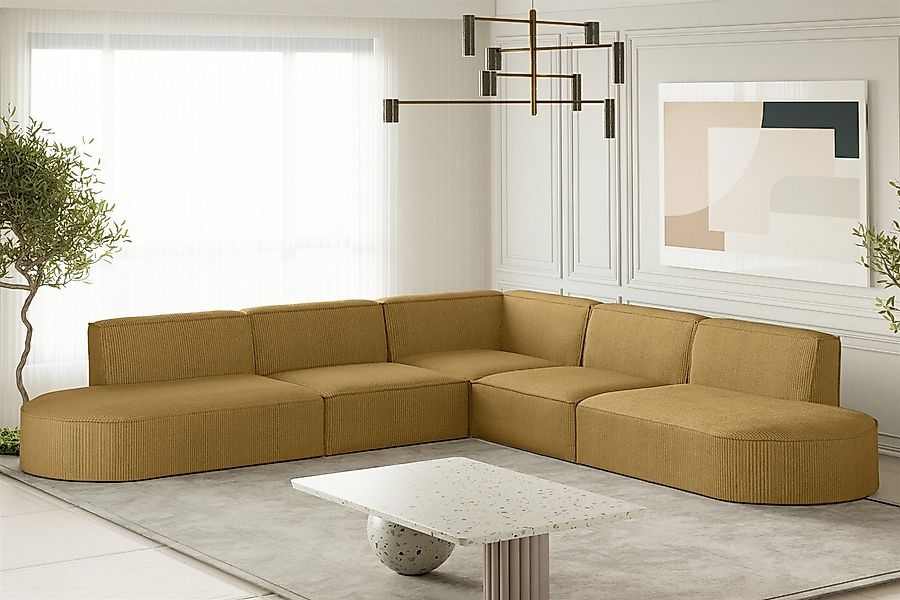 Fun Möbel Ecksofa Designersofa PALMA Seite Universal in Stoff Noel und Scal günstig online kaufen