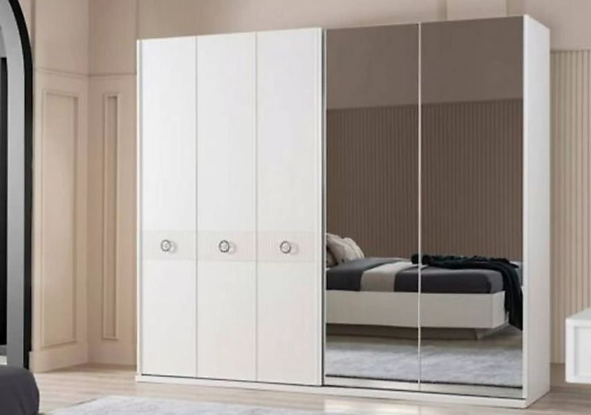 JVmoebel Kleiderschrank Kleiderschrank Schränke Weiß Schlafzimmer Spiegel K günstig online kaufen