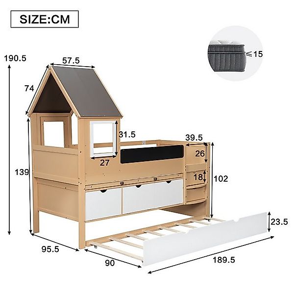 TavilaEcon Kinderbett Baumhausbett mit Schubladen, Ausziehbett und Auszieht günstig online kaufen