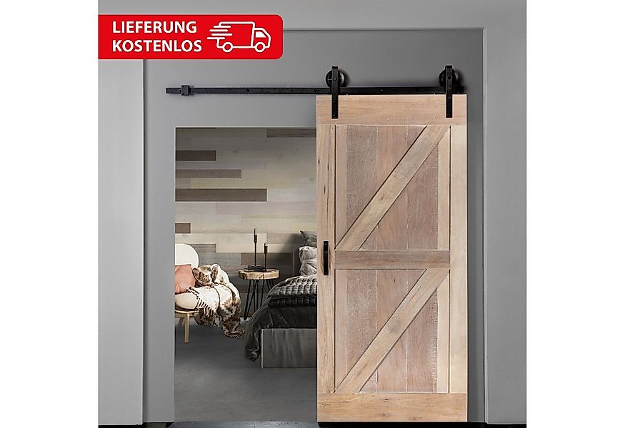 INDO Schiebetür Premium Holzschiebetür Scheunentor, 100x215 cm, leicht zu i günstig online kaufen