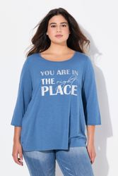 Ulla Popken T-Shirt Shirt Metallic-Schriftmotiv A-Linie günstig online kaufen