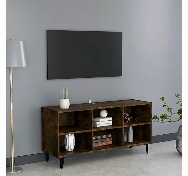 furnicato TV-Schrank mit Metallbeinen Räuchereiche 103,5x30x50 cm günstig online kaufen