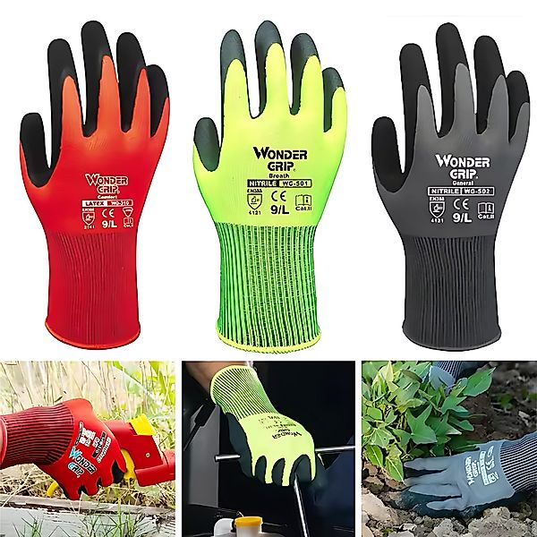 Wonder Grip Arbeitshandschuhe 3 Paar Gartenhandschuhe günstig online kaufen