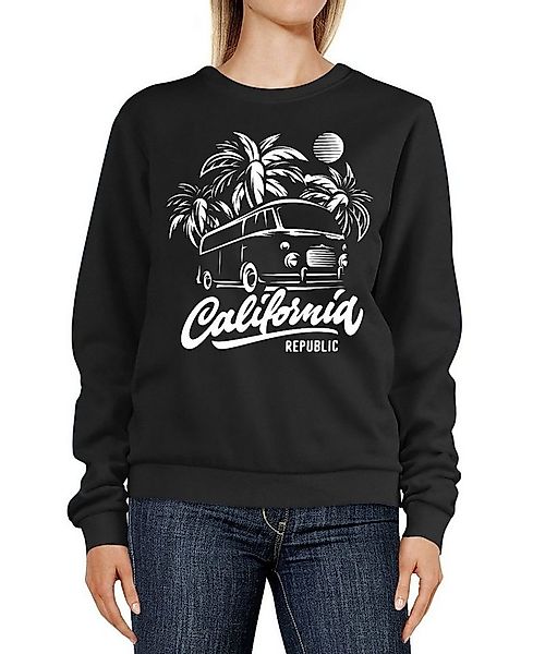 Neverless Sweatshirt Sweatshirt Damen California Schriftzug Surf Bus Palmen günstig online kaufen