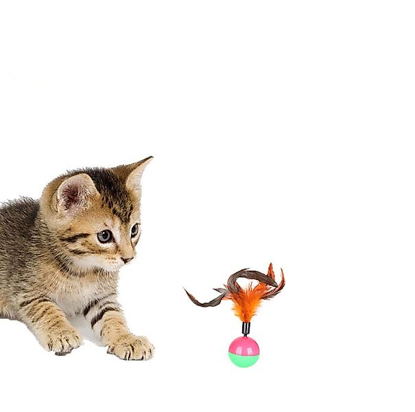 HomeBella Tier-Beschäftigungsspielzeug Katzenspielzeug Ball mit Feder Kausp günstig online kaufen
