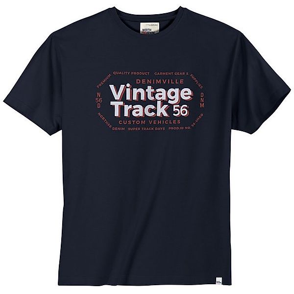 north 56 4 Rundhalsshirt North56°Denim XXL T-Shirt navy Print Vintage Track günstig online kaufen